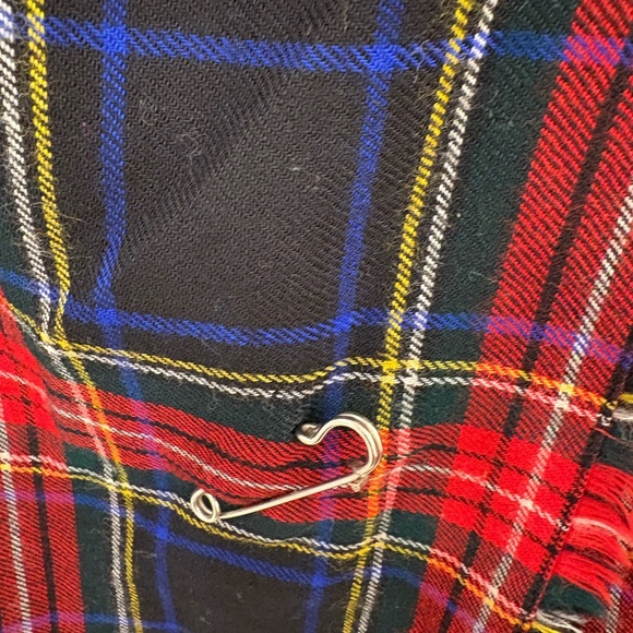 Vintage Woolmark Tartan Plaid Pleated Skirt With Kilt Pin - Picture 4 of 9